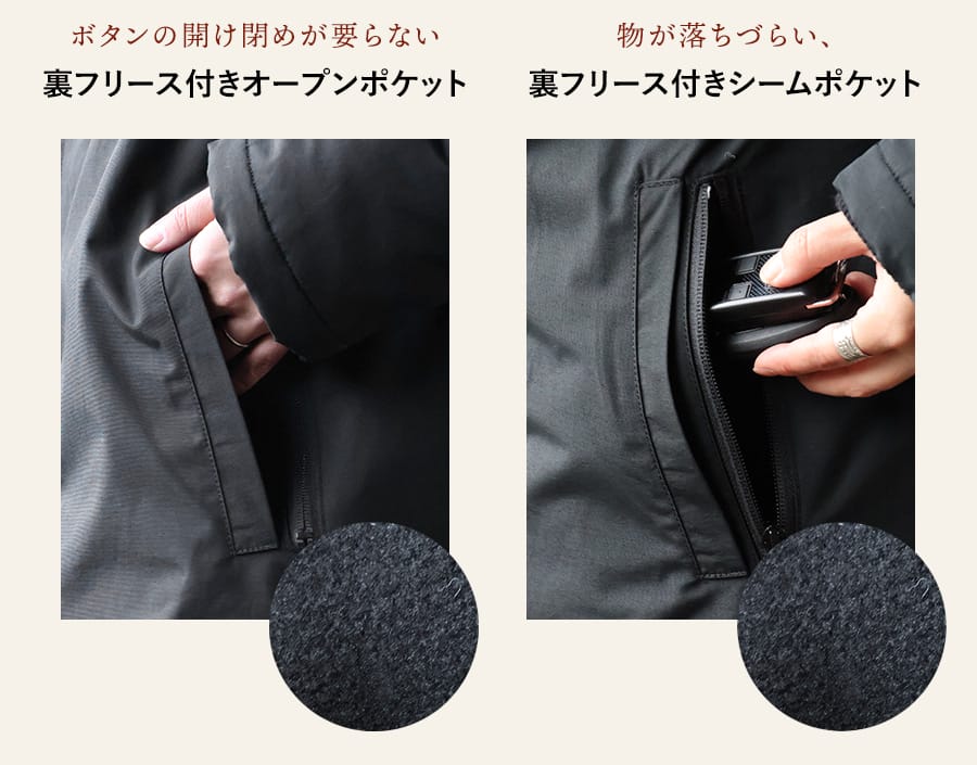 ベンチコート メンズ レディース 暖かい 裏ボア 撥水 防風 軽量 機能